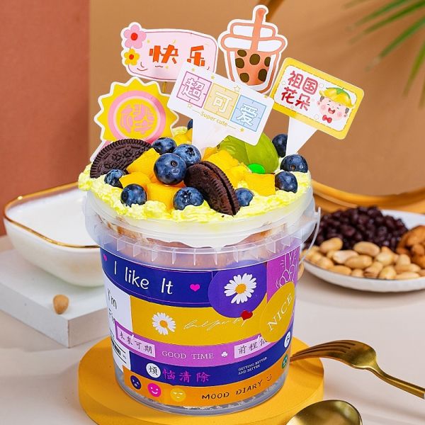 500ml 750ml 1L Clear Customized Plastic Bucket Food Grade Bucket With Hemispherical Dome Cover and Handle for Popcorn Cream Cake