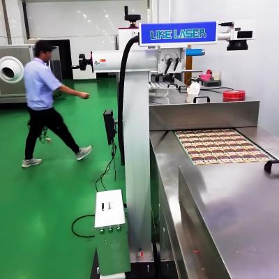 Máquina de marcação de CO2 a laser de ondas contínuas para produção rápida em linha de rótulos de plástico
