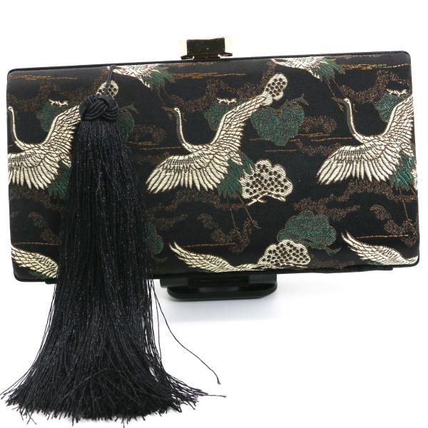 Embroidered Fabric Evening Clutch Handbag Crane Pattern For Women ODM