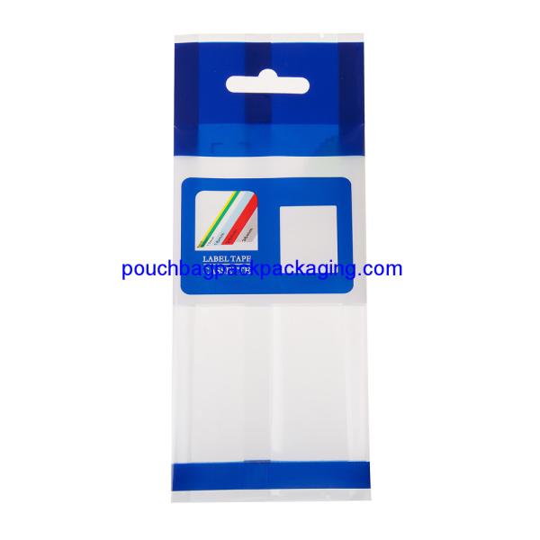 Printed side gusset bag with hang hole, side gusset pouch with tear notch