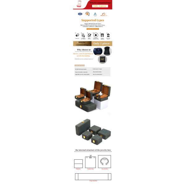 Gray Green Sleek Soft Velvet Jewelry Organizer Box Set for Luxury Packaging