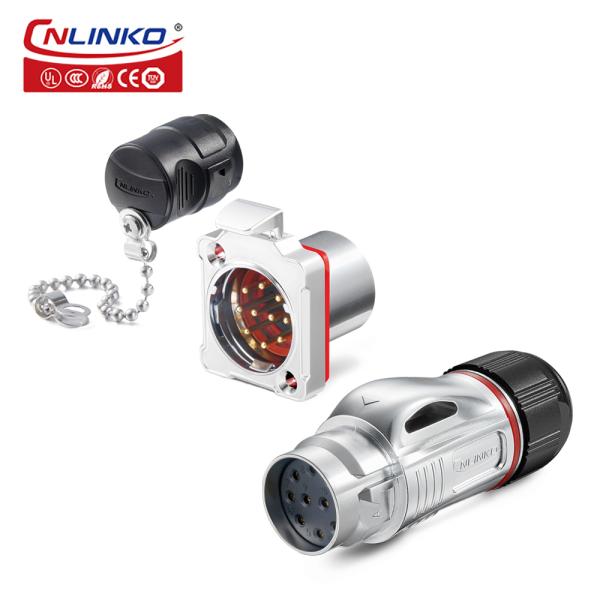 Cnlinko Connector BD24 Industrial Waterproof Metal Female Male IP68 10 Pin Plug Socket Cable Connector
