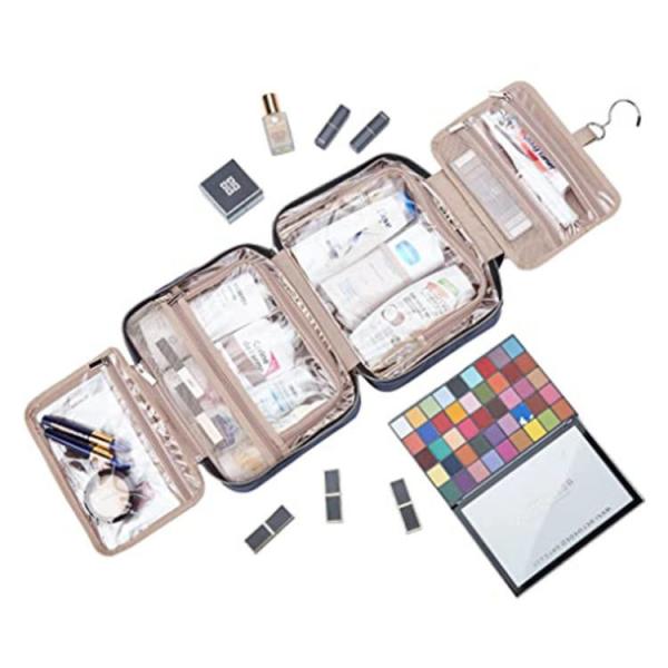 Custom Logo Foldable Portable Storage Pink Cosmetic Bags Makeup Organizer Travel Hanging Toiletry Bag