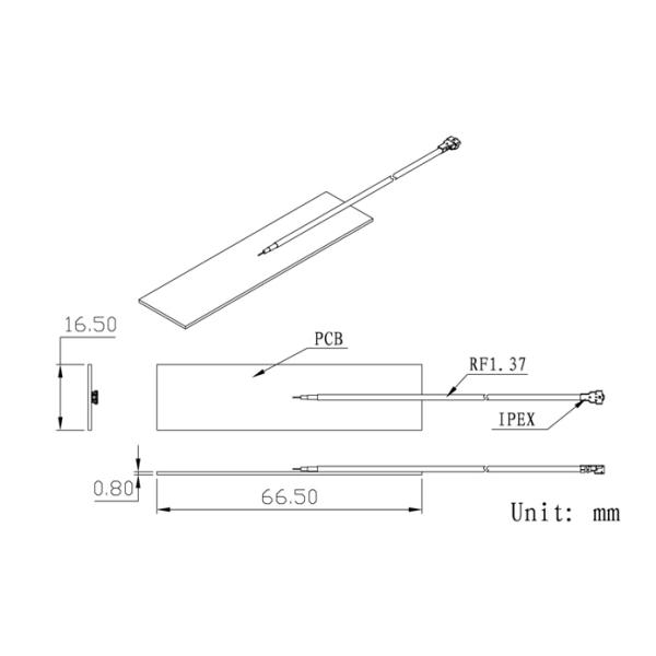 IPEX Or UFL Connector Internal PCB 2.4 Ghz Wifi Antenna High Efficiency