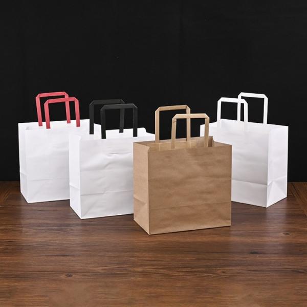 250gsm 300gsm Biodegradable Disposable Tableware Brown Paper Bags With Handles