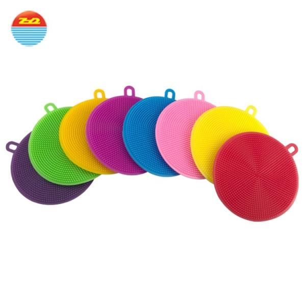 Amazon's hot sale soft Antibacterial silicone wash sponge dish scrubber Cleaning Brush for kitchen