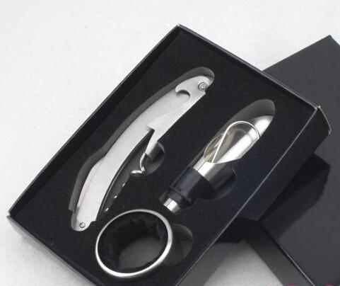 New Arrival 3pcs set Promotional gift wood stainless steel wood bottle opener corkscrews