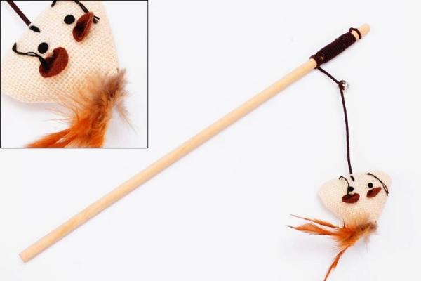 Cute Wood Cat Teaser Toy Sisal Material Size Customized For Dog / Cat