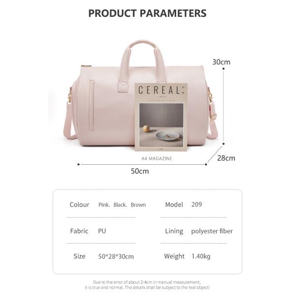 PU складная розовая кожаная сумка для путешествий