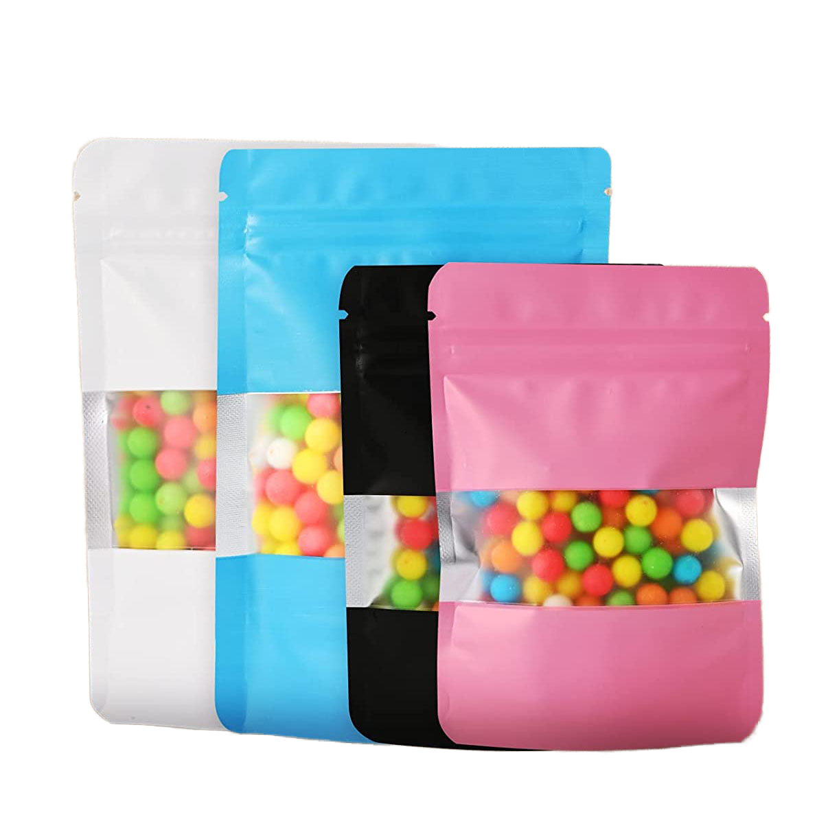 Wholesale Custom Clear Window Resealable Food Grade Packaging Kraft Paper Stand up Pouch for Food Storage