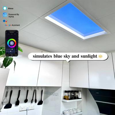 600x600 Céu Azul Artificial Led Claraboia Painel de Teto Tuya Wifi Controle Remoto