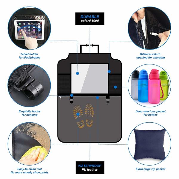 Protector Car Trunk Organizer Bag Seat Back Cover Waterproof Organizer Hooks Large Storage Pockets