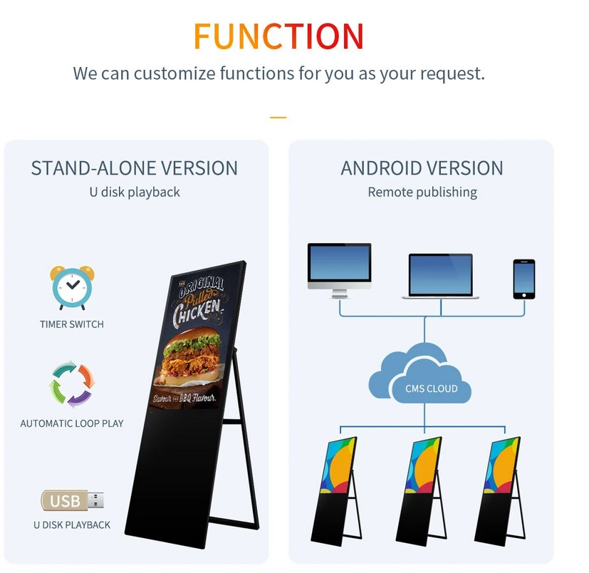 43inch Portable Digital Poster Battery Powered Floor Standing Display