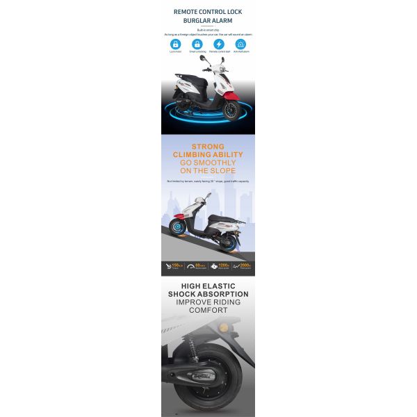 110km Range Smart Electric E Moped Scooter Motorcycle For Adults 55-60km/H