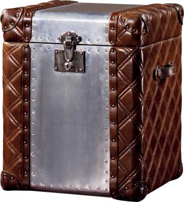 Vintage Retro Genuine Leather Small Trunk Aluminium Sheet Lifted Cover With Decoration For Home