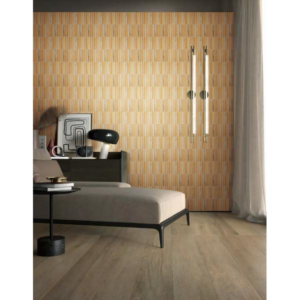 Mosaïques en verre murale jaune de 300x300 mm résistantes aux rayures et à l'eau pour salle de bain et bureau