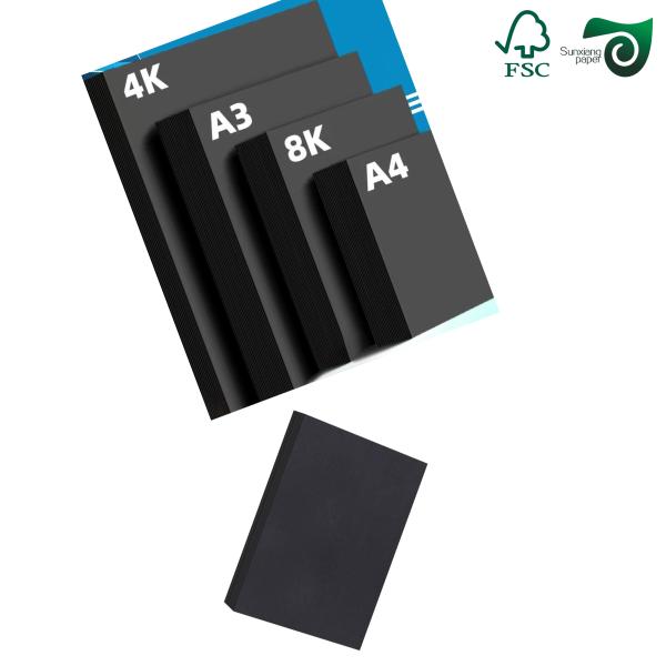 230g 530g FSC Black Thick Art Card Paper For Photo Frame Backing Black Cardboard