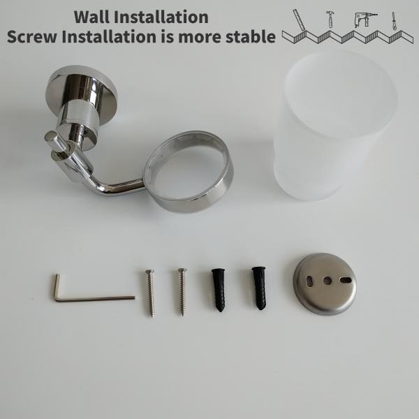 Lavatory Wall Mounted Tumbler Toothbrush Holder Stainless Steel Cup Dish