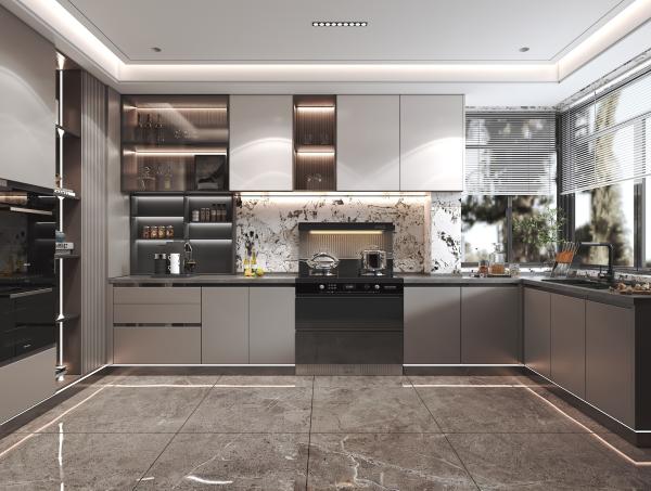 Armoire de cuisine moderne personnalisée avec garde-robe et robinet