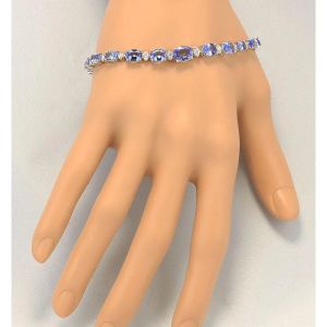 11,80 CTW Tanzanite naturel et bracelet de la CZ en or 14k blanc solide