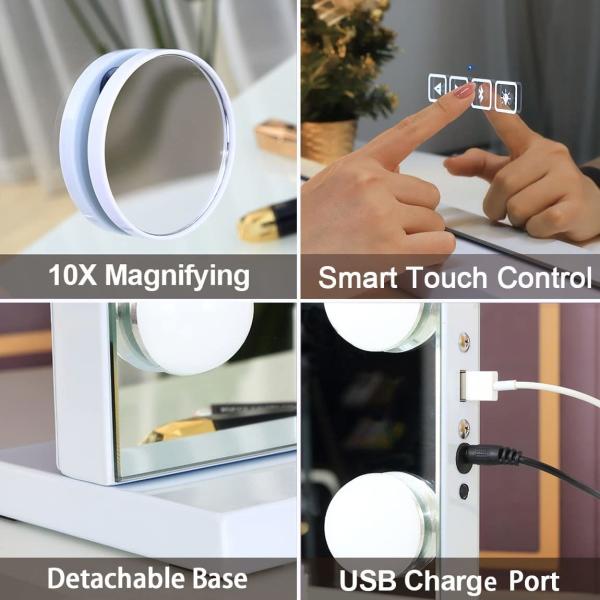 15 Bulbs Lighted Vanity Mirror 5mm LED Hollywood Mirror Round With USB Port