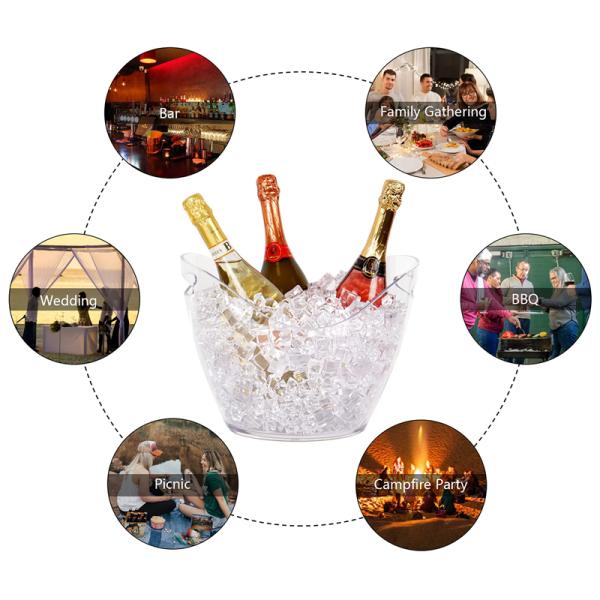 Modern Party Occasion LED Ice Bucket with RGB Colorful Lights and Clear Plastic Holder