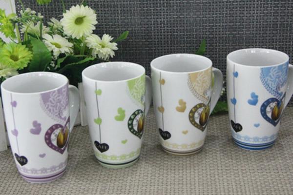 Durable White Porcelain Mugs 300-500ML Porcelain China Mugs With Decal Printing