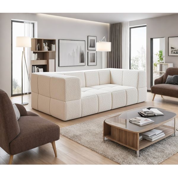 Customizable Modern White Tufted Rectangle Sofa Compressed Sponge Fabric for Office Living Room Villa for School Furniture