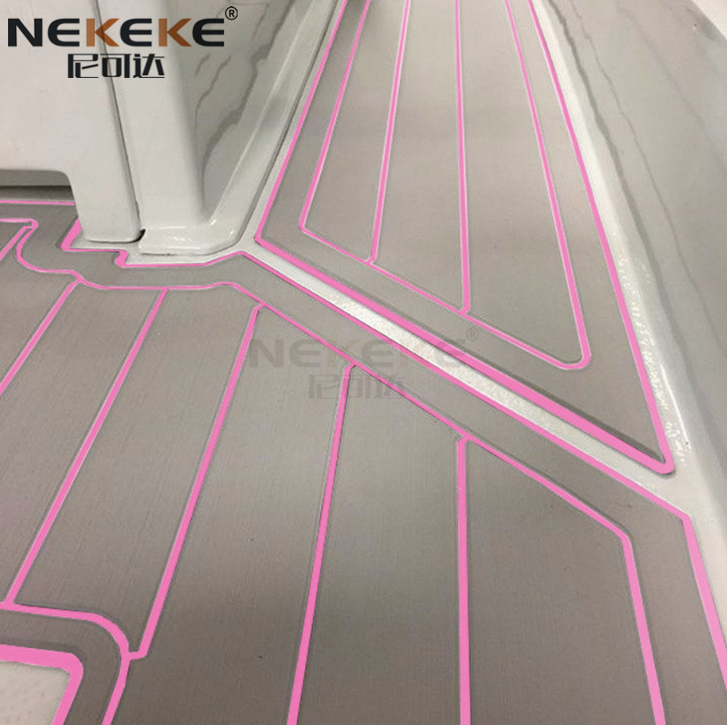 Self Adhesive CNC EVA Deck Sheet Light Grey Peach Stripe Pattern