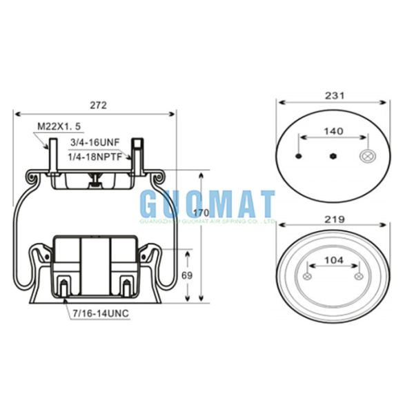 W01-358-8510 Firestone Suspension Air Spring 1R11-199 Goodyear Trailer Air Bags