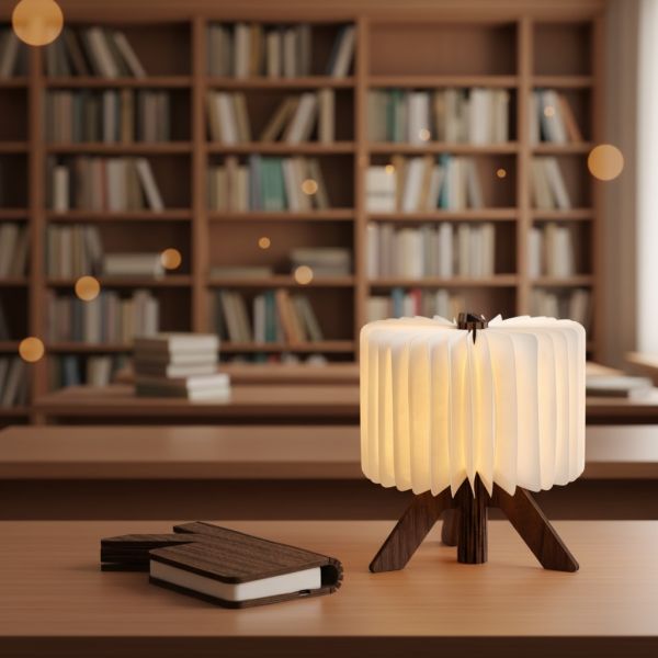 Modern Handmade Curved Paper Origami Table Lamp LED Night Light For Office