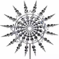 Stainless Steel Rotating Kinetic Wind Sculpture With Multi-Colored Lights