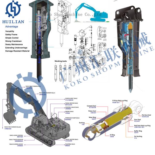 NPK GH6 GH9 GH3 GH10 GH12 GH15 GH18 GH23 Kit de sellado del rompehielos hidráulico Sellado de aceite del rompehielos de roca para piezas de repuesto del martillo hidráulico NPK