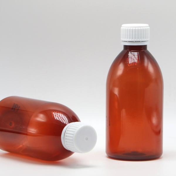 250 ml de Ambar redondo de prescripción farmacéutica PET líquido para medicamentos envasado con tapa