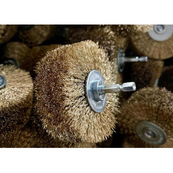 Brass Wire Shaft Mounted Circular Brush 80mm x 6mm Shank