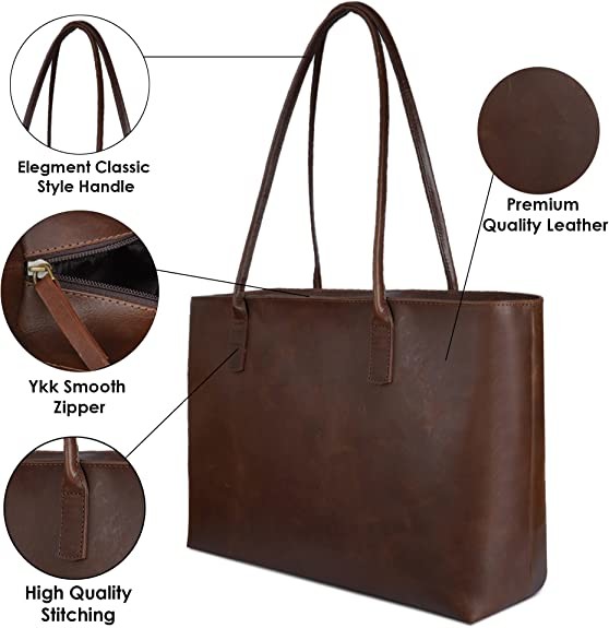 Búsqueda Vintage de computadora de cuero de bolso portátil, 16x21 bolso de oficina de trabajo