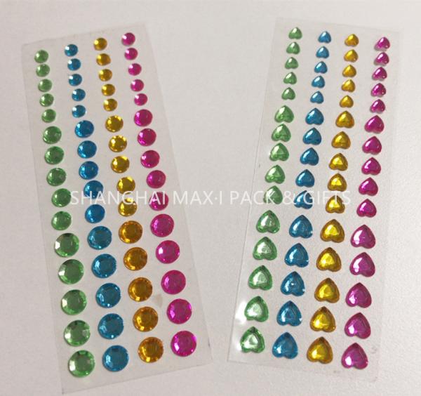 Customed Gold Red Heart Gem Stickers For Face Body Supply Diamond Acrylic Material