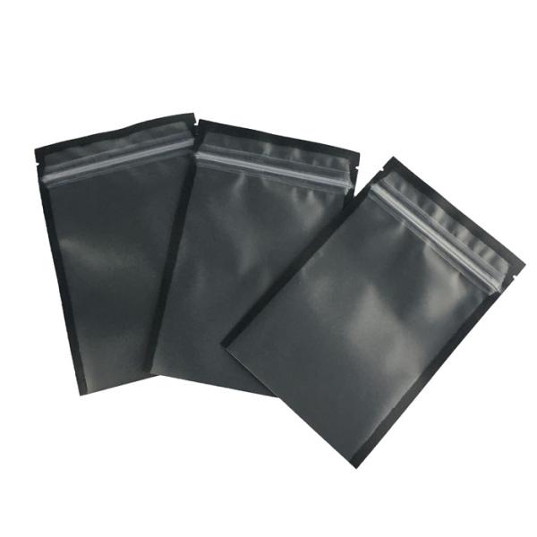 Clear Front Window Stand Up Zipper Pouch Food Grade Smell Proof Matte Black Surface