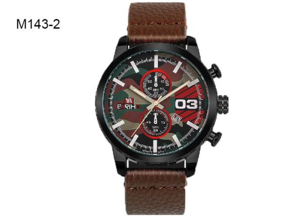 PU Leather Strap Precision Quartz Watch Brown Black Red Optional