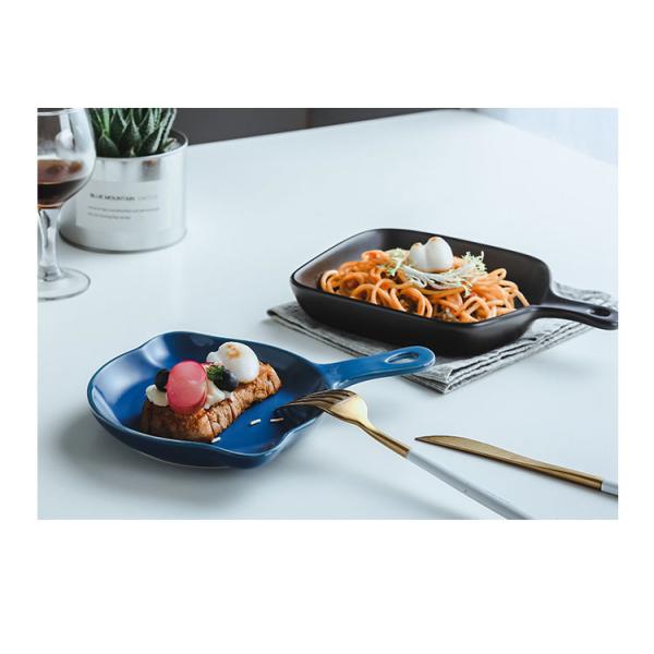 The Nordic Style Ceramic Baking Dishes with Single Handle 5CM Size and Custom Logo