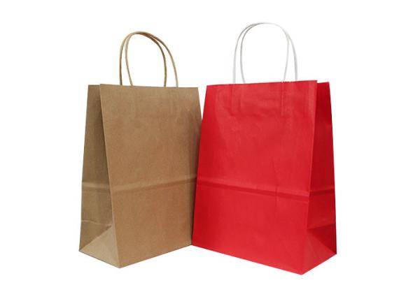 Sacos de papel feitos sob encomenda de Kraft com os punhos para comprar/presente/casamento
