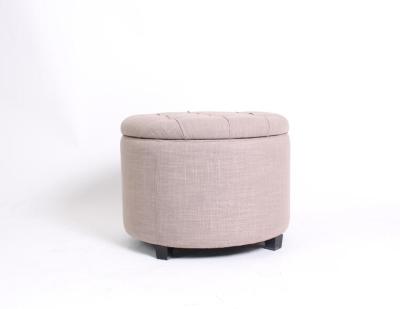 Linen fabric wooden folding ottoman round upholstered storage ottoman room footstool and ottomans