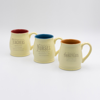 Two Color Glaze Ceramic Coffee Mug OEM/ODM Decal Fired For Teacher Appreciation Day 460 Ml