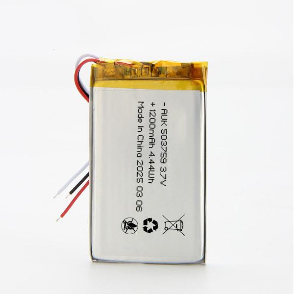 AUK 503759 1200mAh 3.7V Polymer Lithium-Ion Battery With KC MSDS CE For Breast Pump Battery