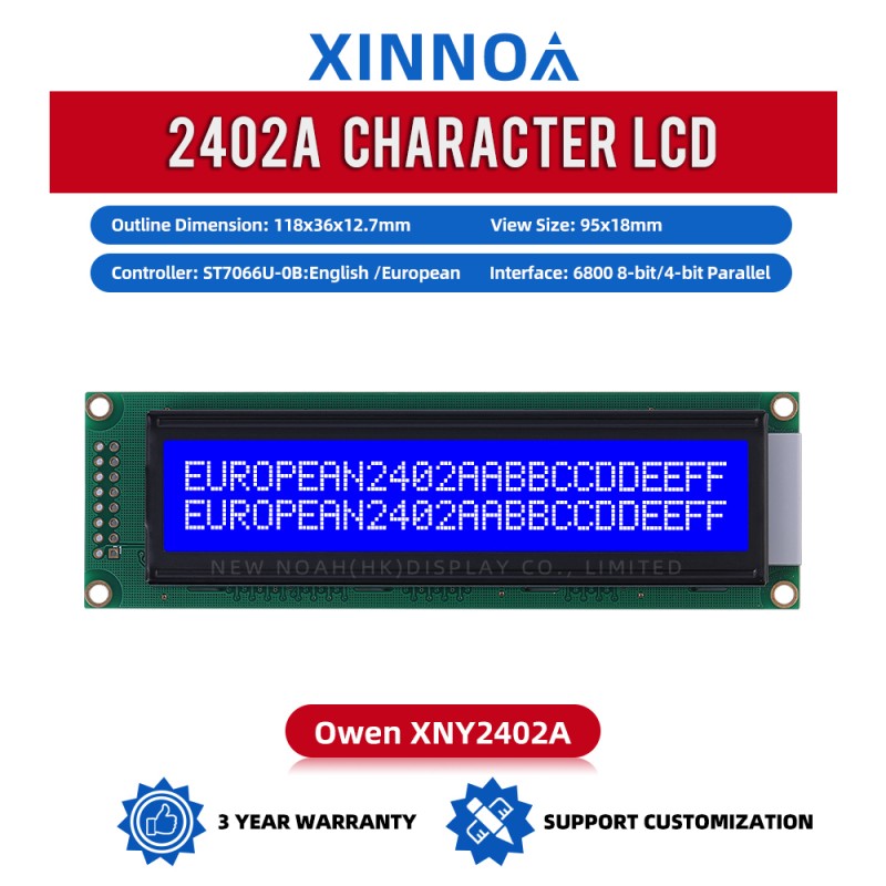 European Blue Film White Letters 2402A LCD Screen Display Supports ST7066U