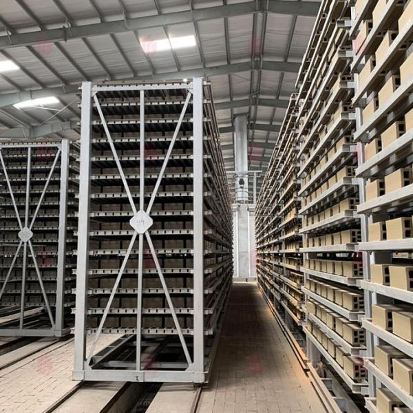 Carro de ladrillos en el túnel horno de arcilla línea de producción de ladrillos en la fábrica de bloques