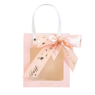Transparent Window Bag Cardboard Gift Packaging Box With Handle