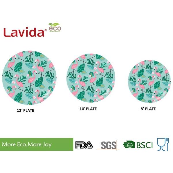 Mix Colors Bamboo Fiber Dinnerware Dishwasher Safe Nature Style Flamingo Bird Pattern