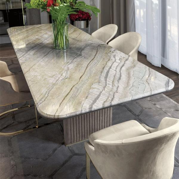 De aço inoxidável retangular da mesa de jantar de mármore feita sob encomenda minimalista italiana