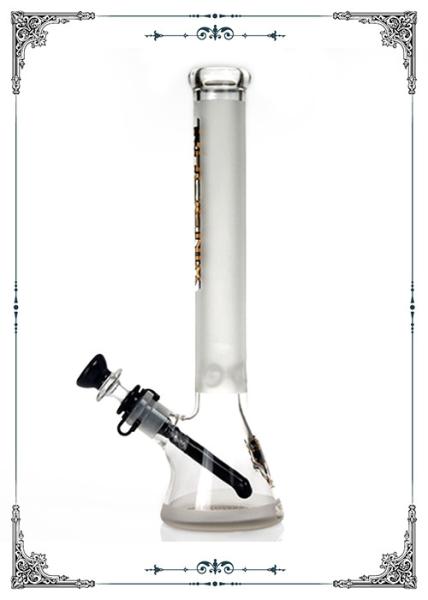 Clear Sandblasted Borosilicate Glass Bongs Black Bowl 7mm Thickness Beaker